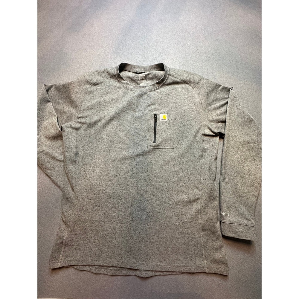 Carhartt Force Mens Gray Long Sleeve Base Layer Shirt Shadow Large - 60